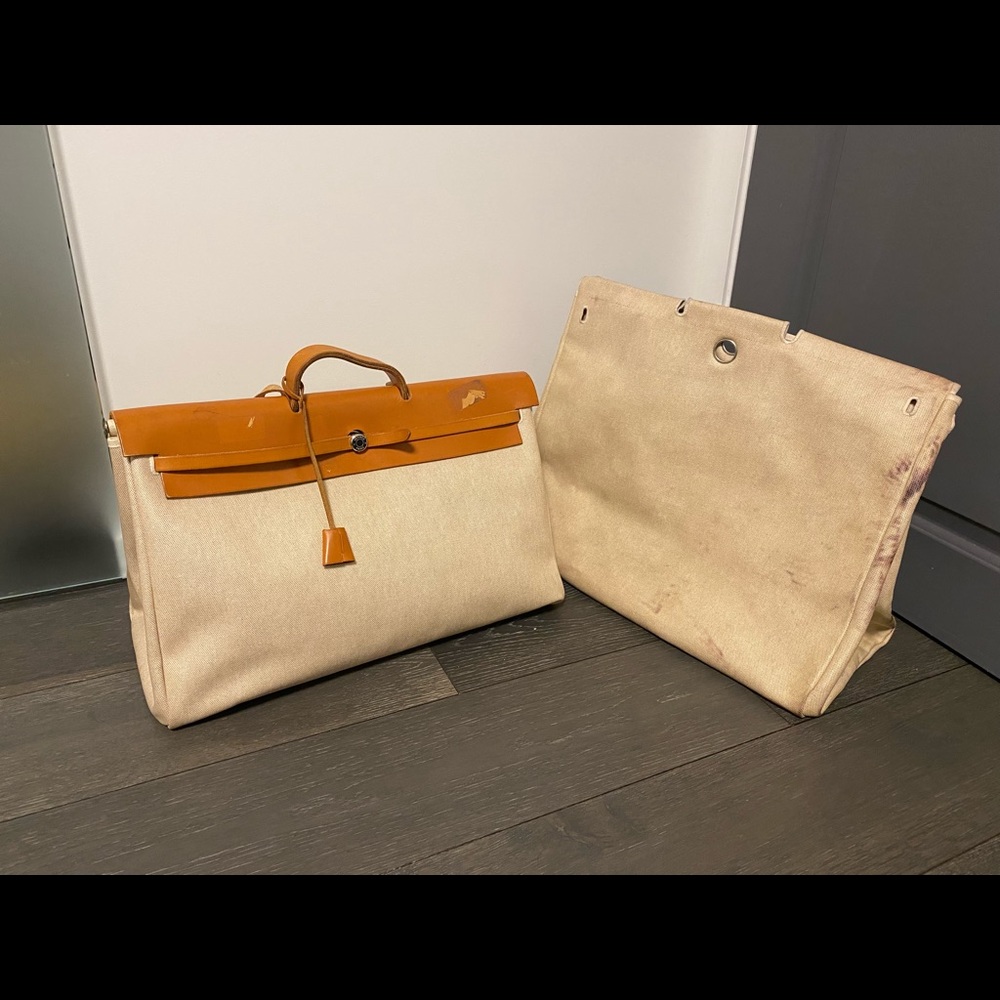 Authentic Hermes Herbag 50 with additional spare bag. Very good condition